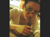 White Nerdy Cutie Sucks A BBC